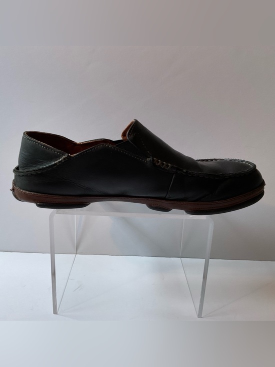 Olukai Moloa Black w/Brown Sole Loafer Slipper Driving Moc Leather Men’s 13 main image 10